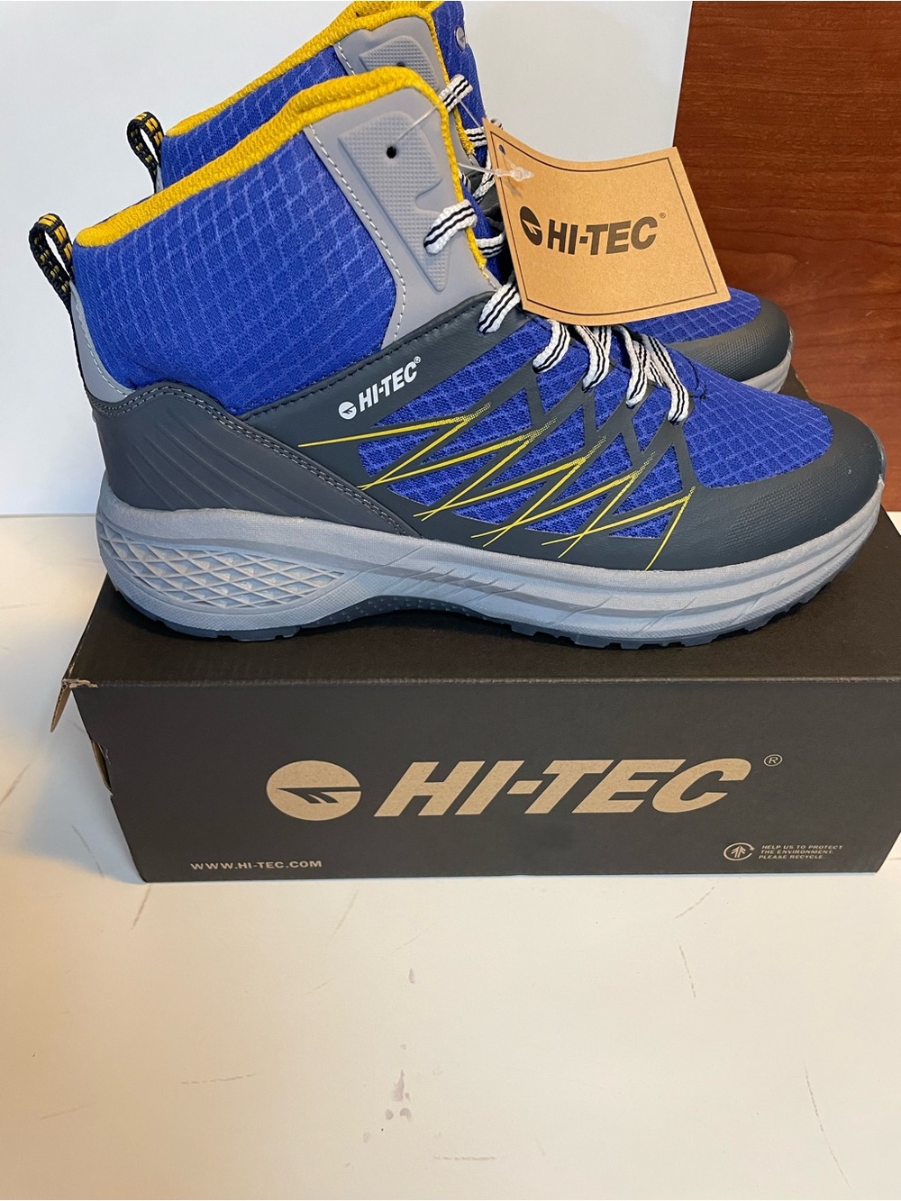 Hi-Tec Blue and Yellow Trail Mid-Top Boots